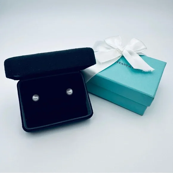 Tiffany & Co. 18K White Gold Akoya Pearls Signature Earrings with Packaging - Picture 11 of 11